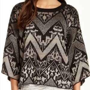 Free People Superstar Aztec Crop Wool Blend Sweater Women's Size Small
